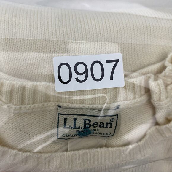 LL Bean Wool Blend Knit Sweater Ivory Cream Pullover Classic Womens Large - Picture 8 of 8